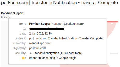 transfer domain namecheap to porkbun
